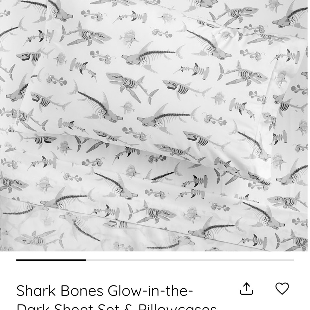 Pottery Barn Kids White and Gray Shark Sheets